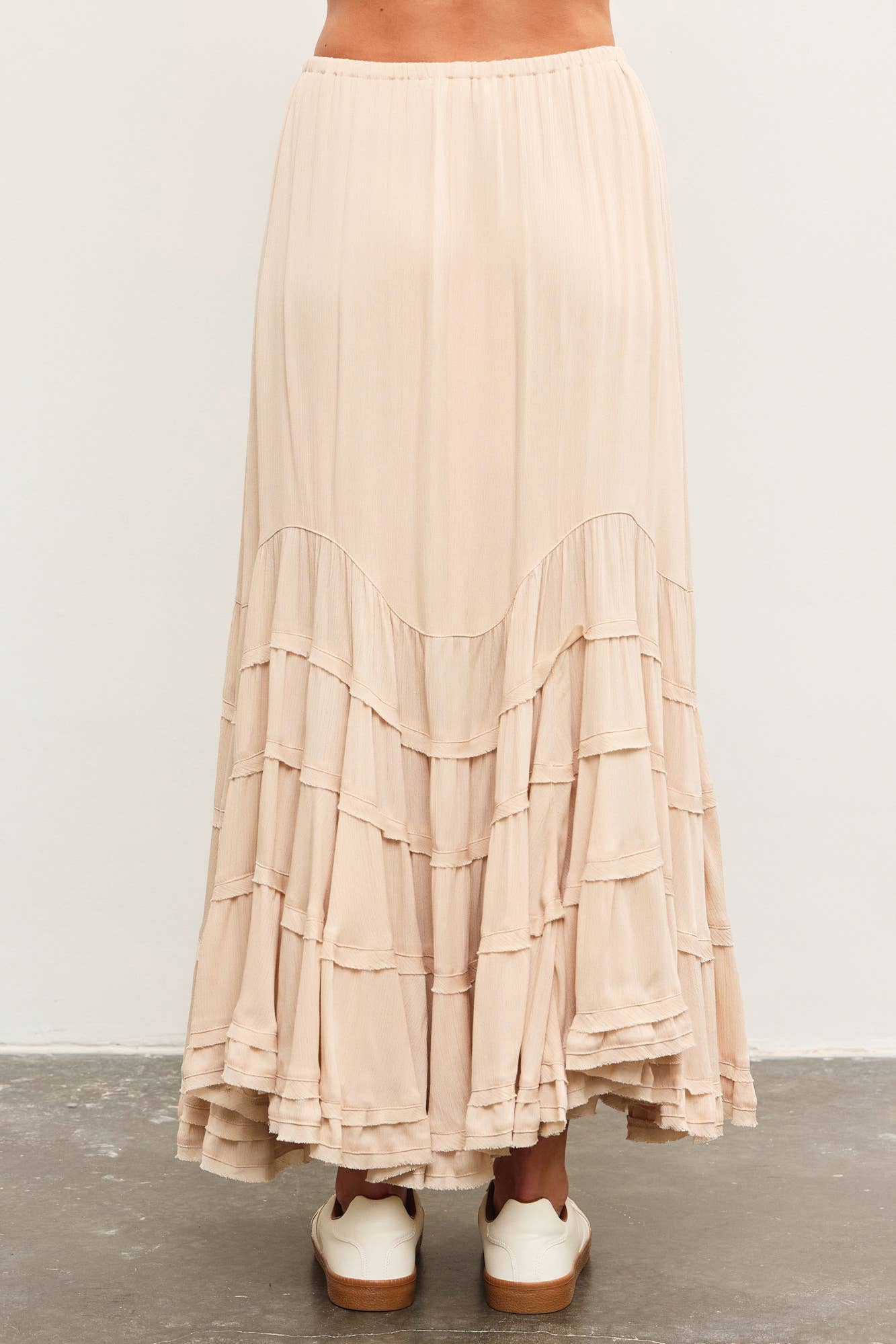 Tiered tie front wave skirt