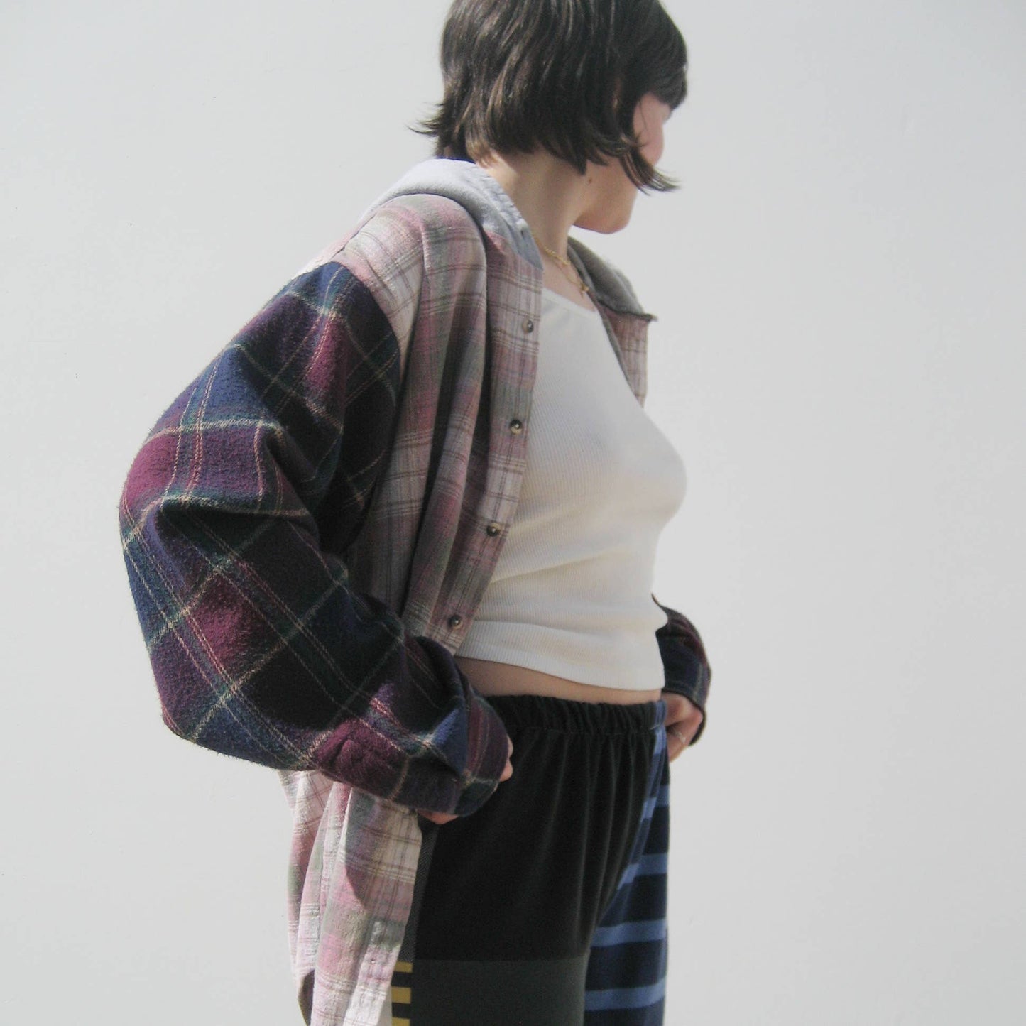 Recycled patchwork flannel hoodies