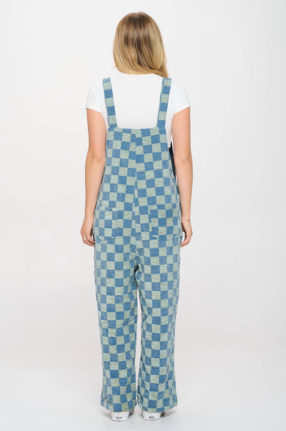 Checkered Flared Cotton Overalls