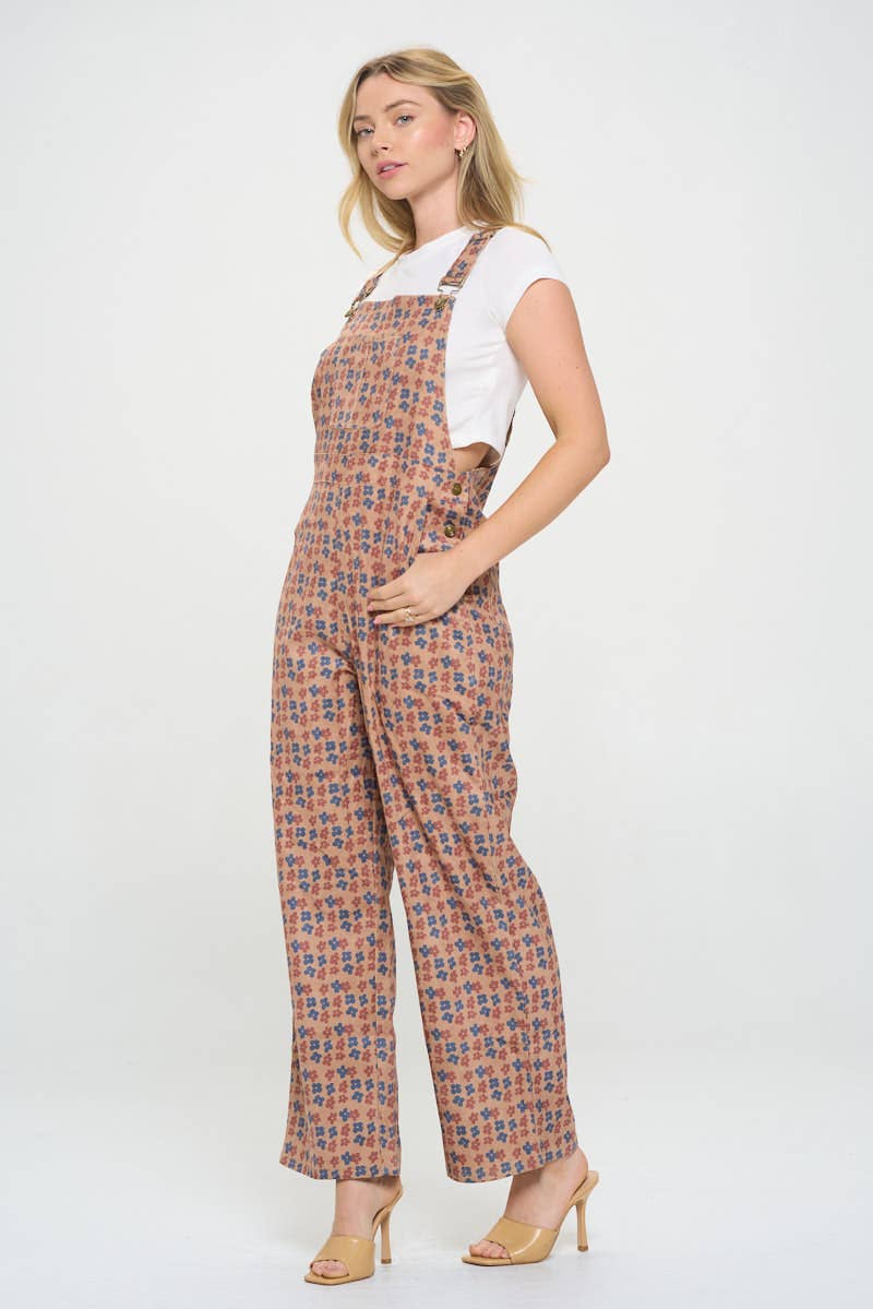 Floral Corduroy Overalls