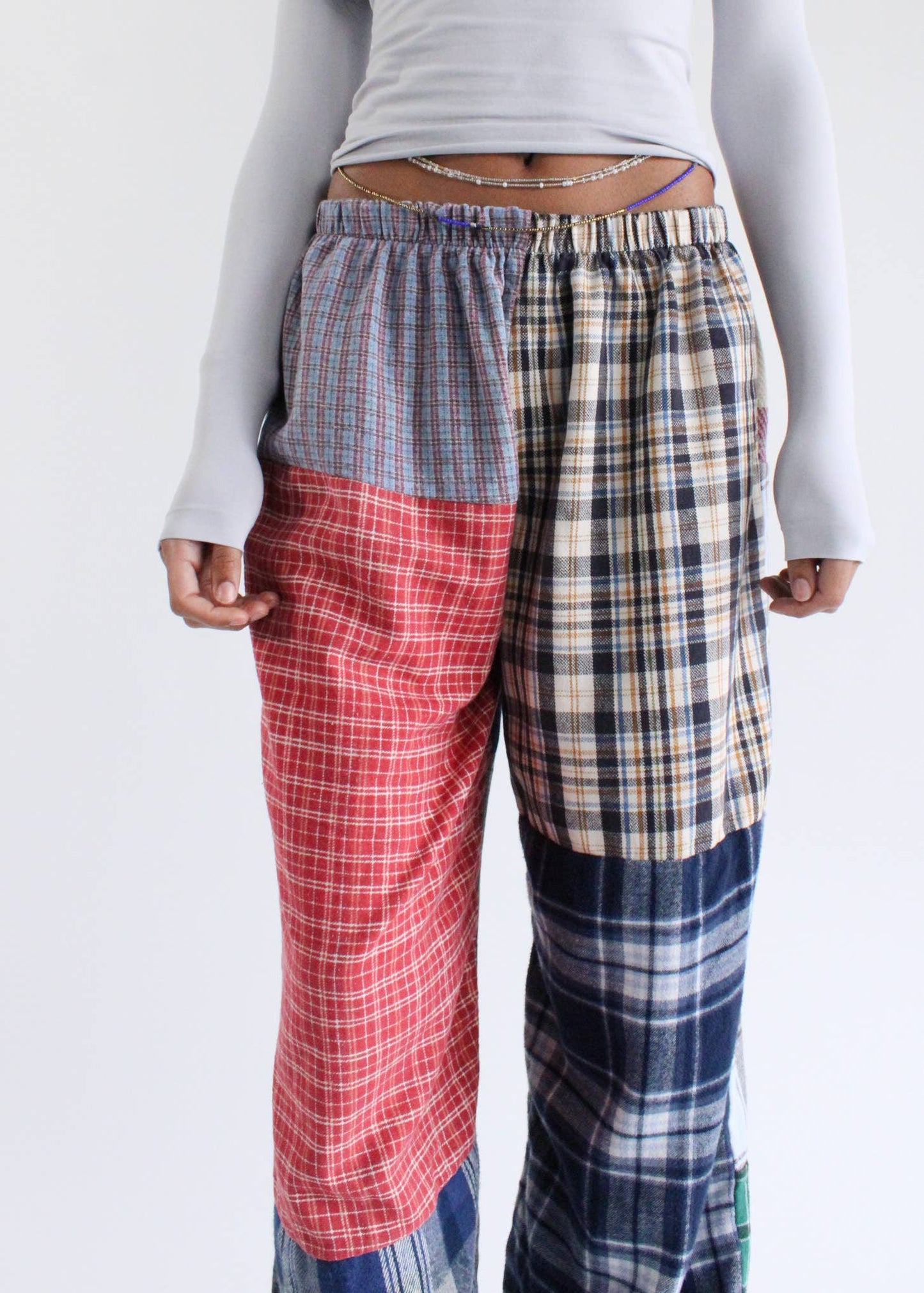 Recycled patchwork flannel pants