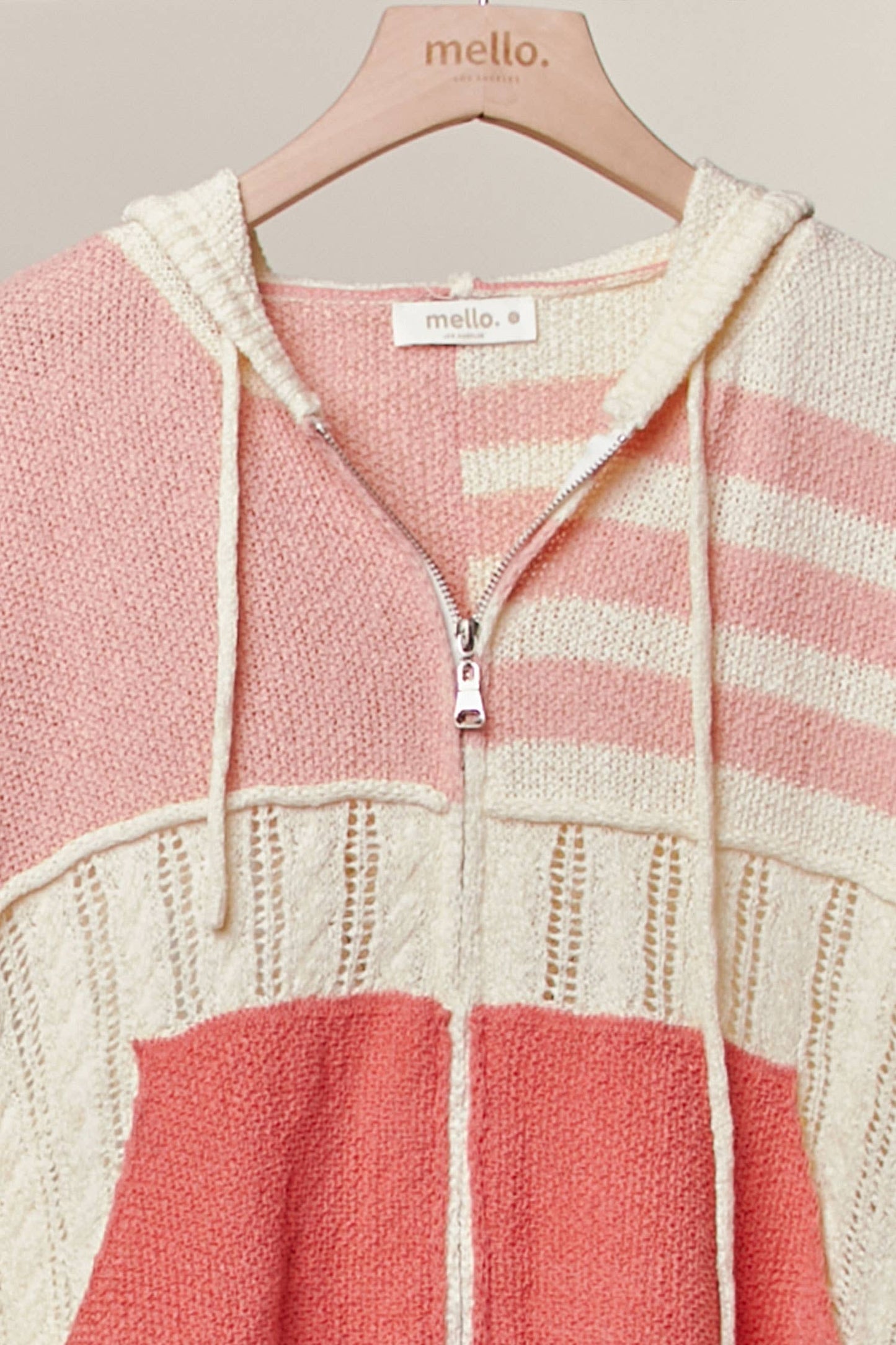 Distressed Knit Full Zip Hoodie
