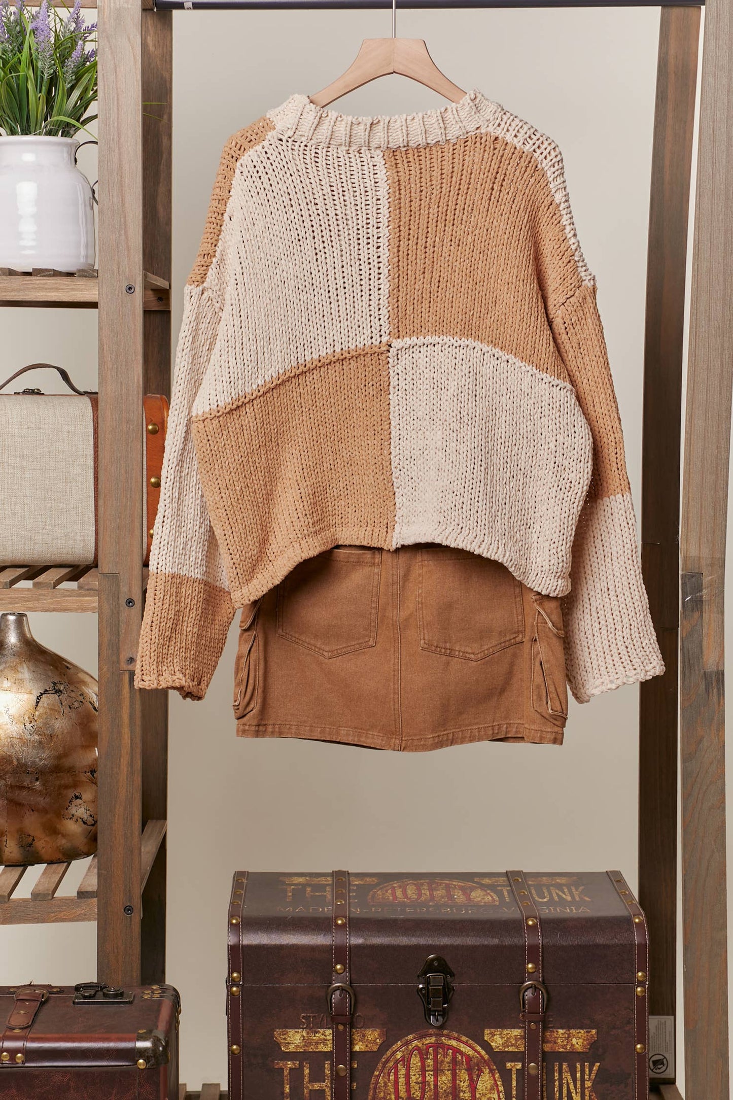 Color Block Loose Fit Sweater
