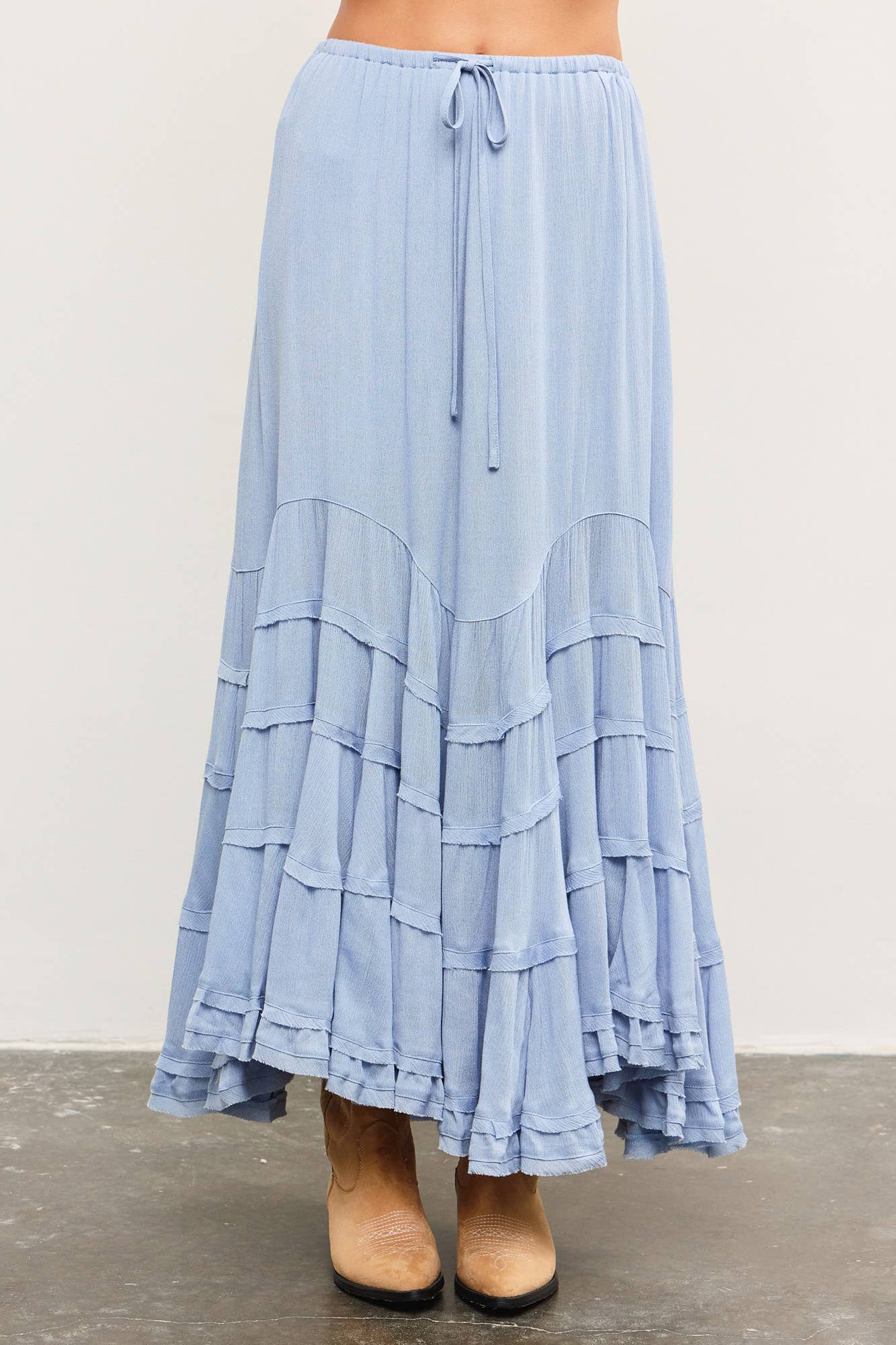 Tiered tie front wave skirt