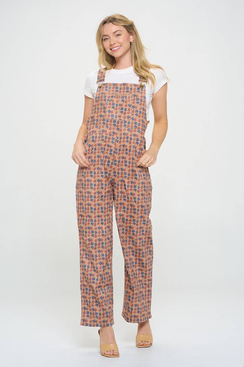 Floral Corduroy Overalls