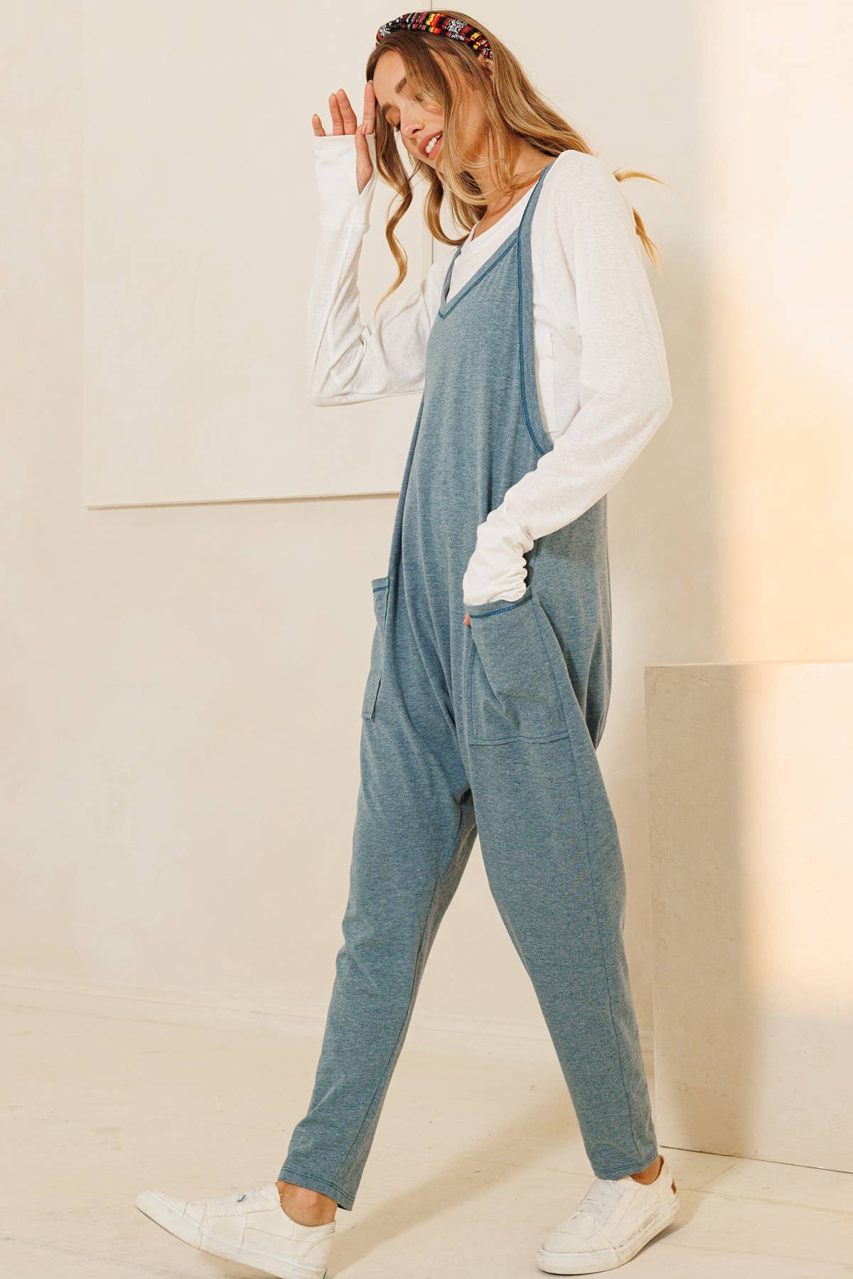 Sleeveless Solid Harem Jumpsuit / BJ6851NSA