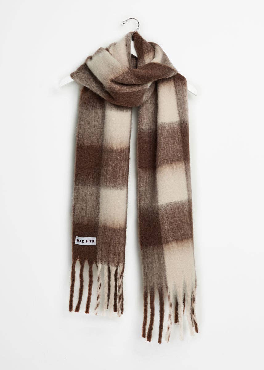 Oversized Blanket Scarf - Espresso/Cream