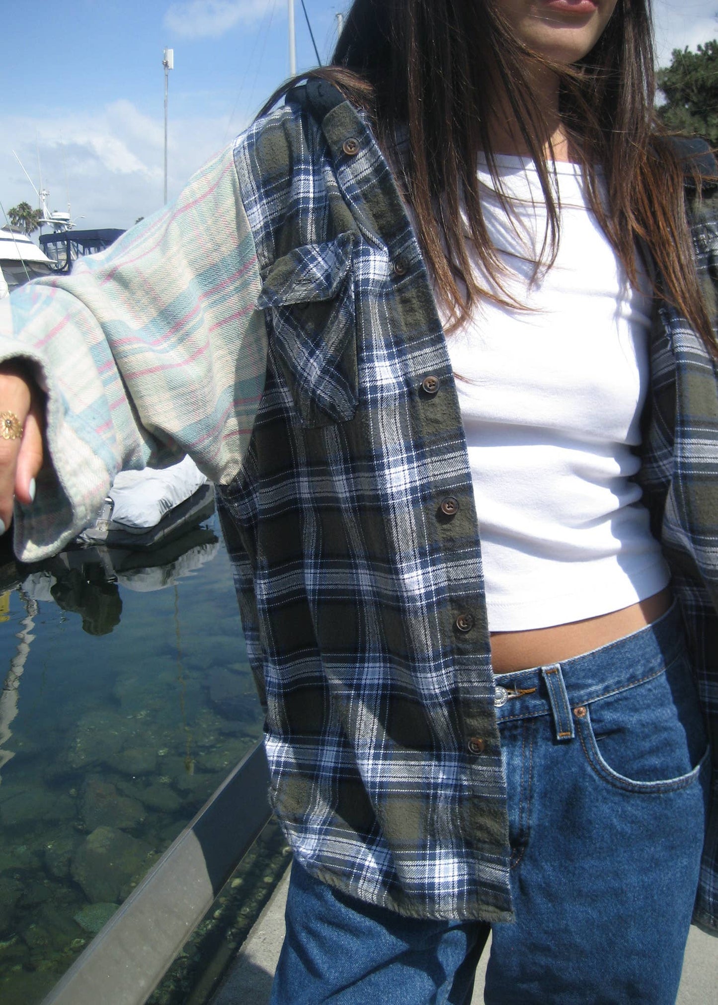 Recycled patchwork flannel hoodies
