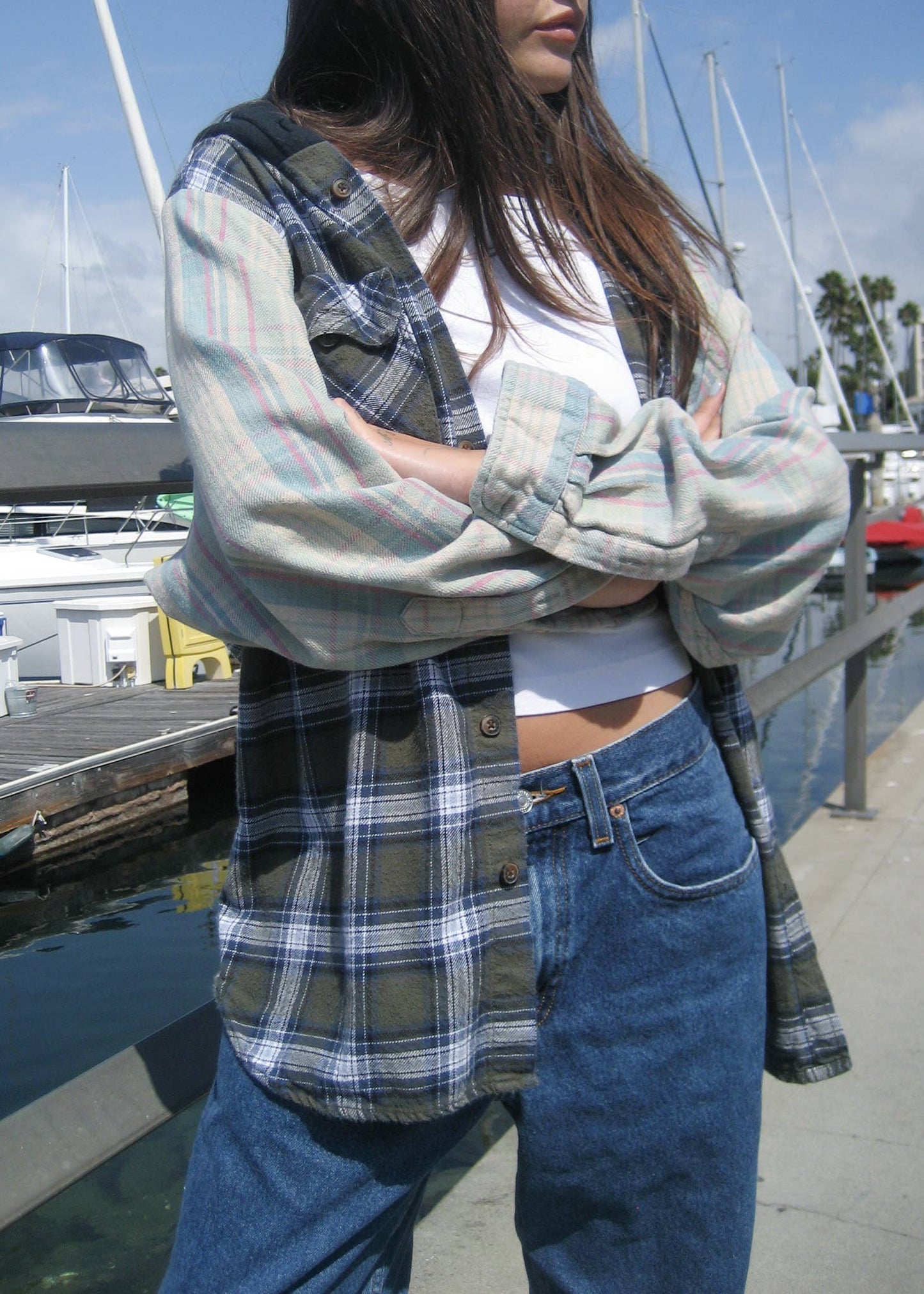 Recycled patchwork flannel hoodies