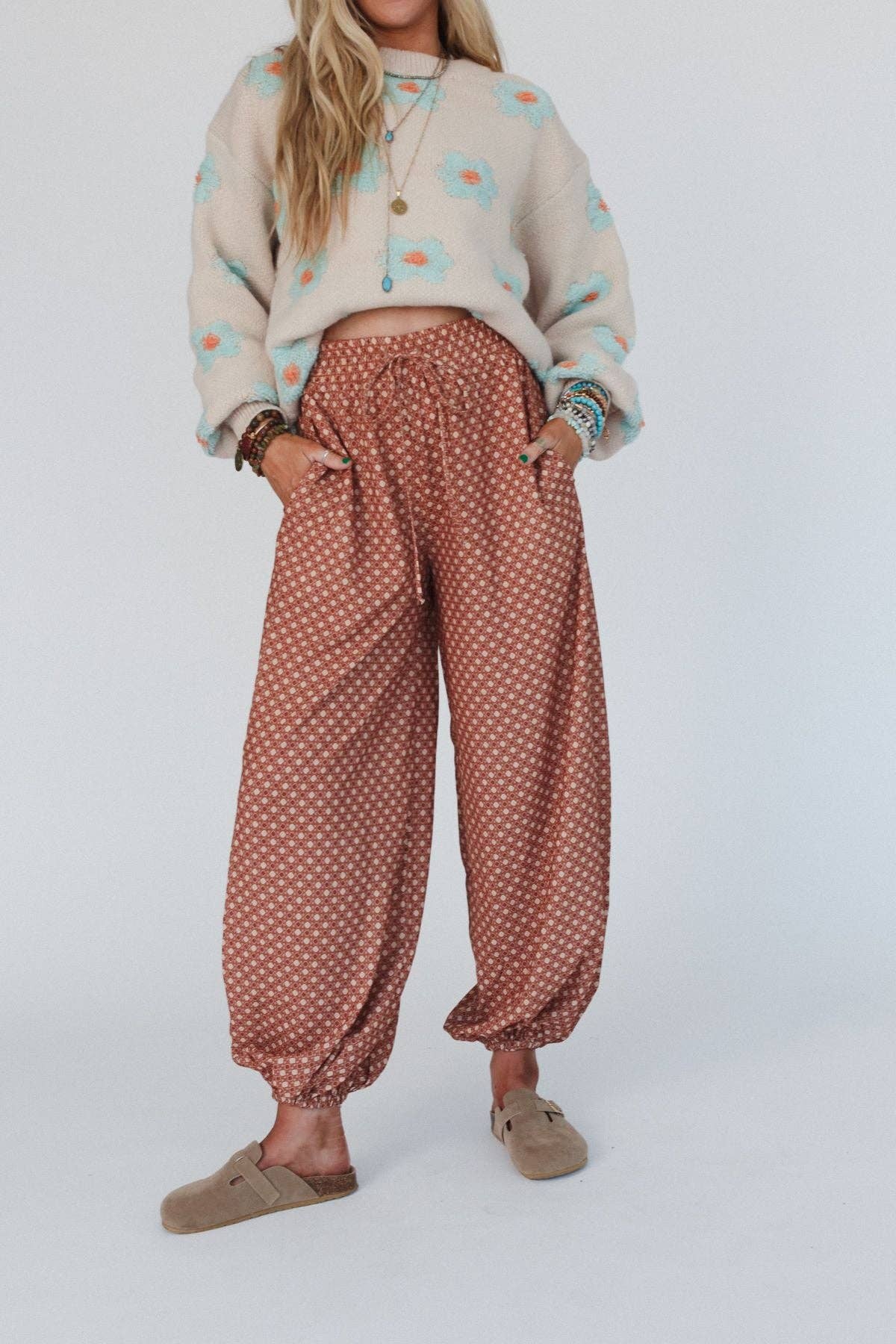 Mystic Mirage Printed Joggers - Ginger