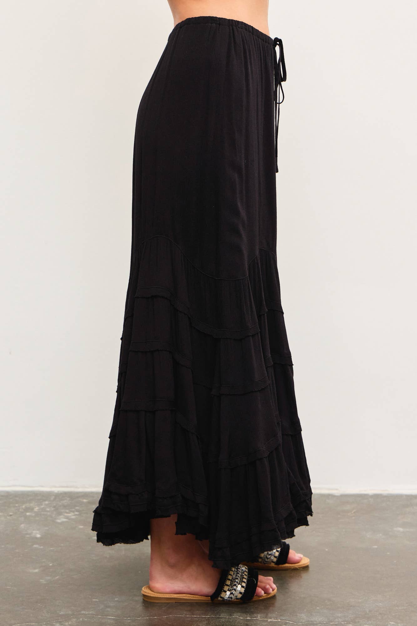 Tiered tie front wave skirt