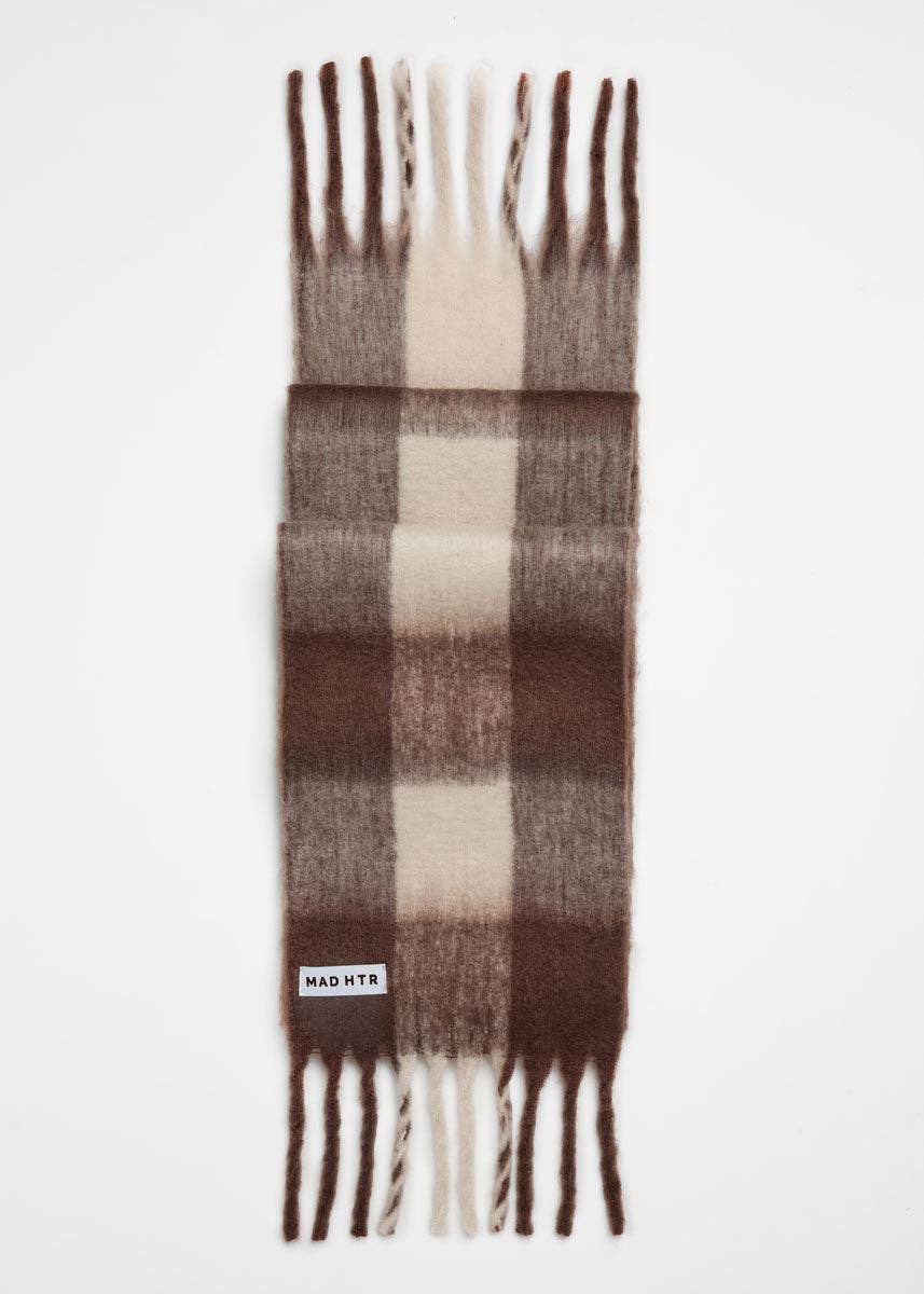 Oversized Blanket Scarf - Espresso/Cream