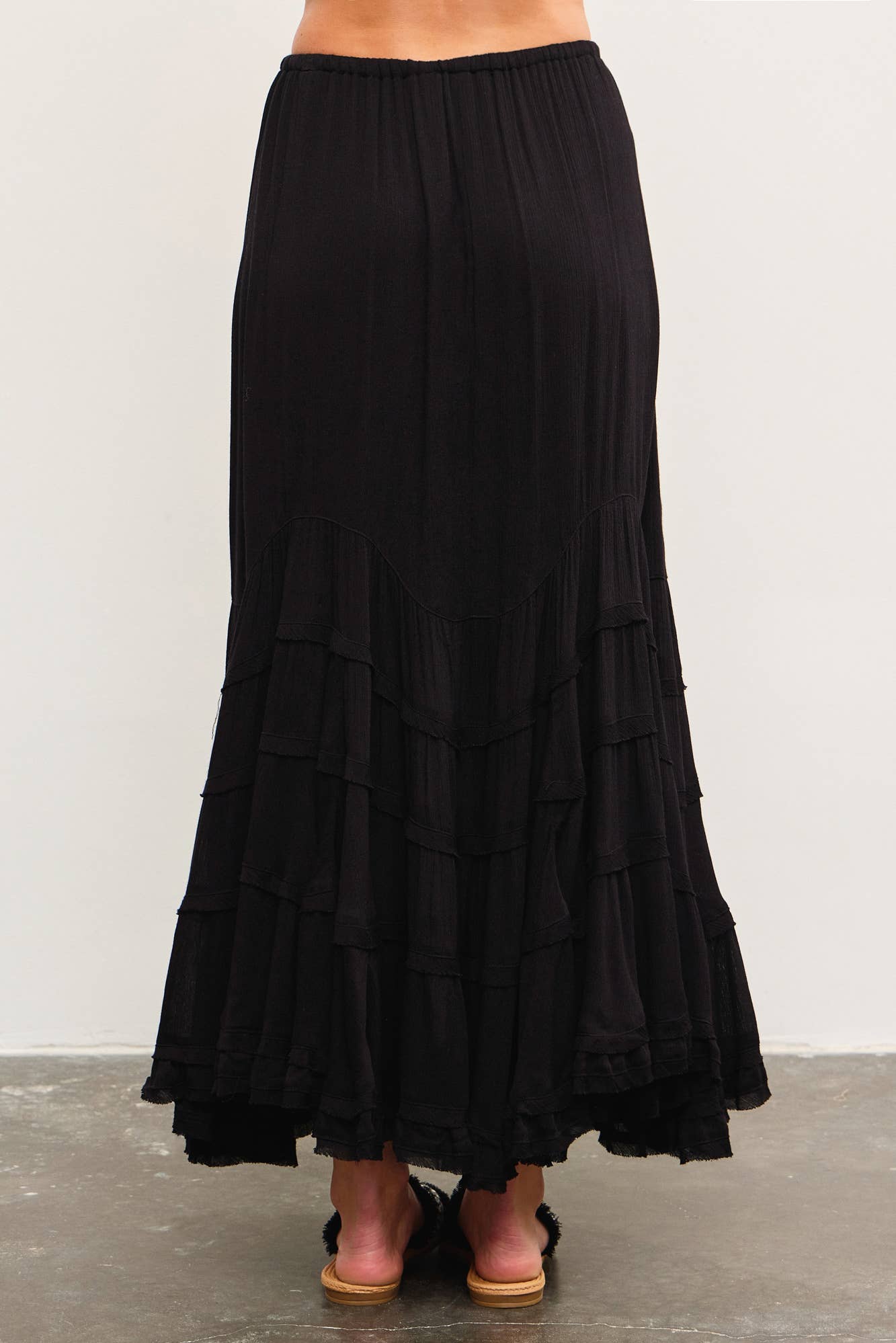 Tiered tie front wave skirt