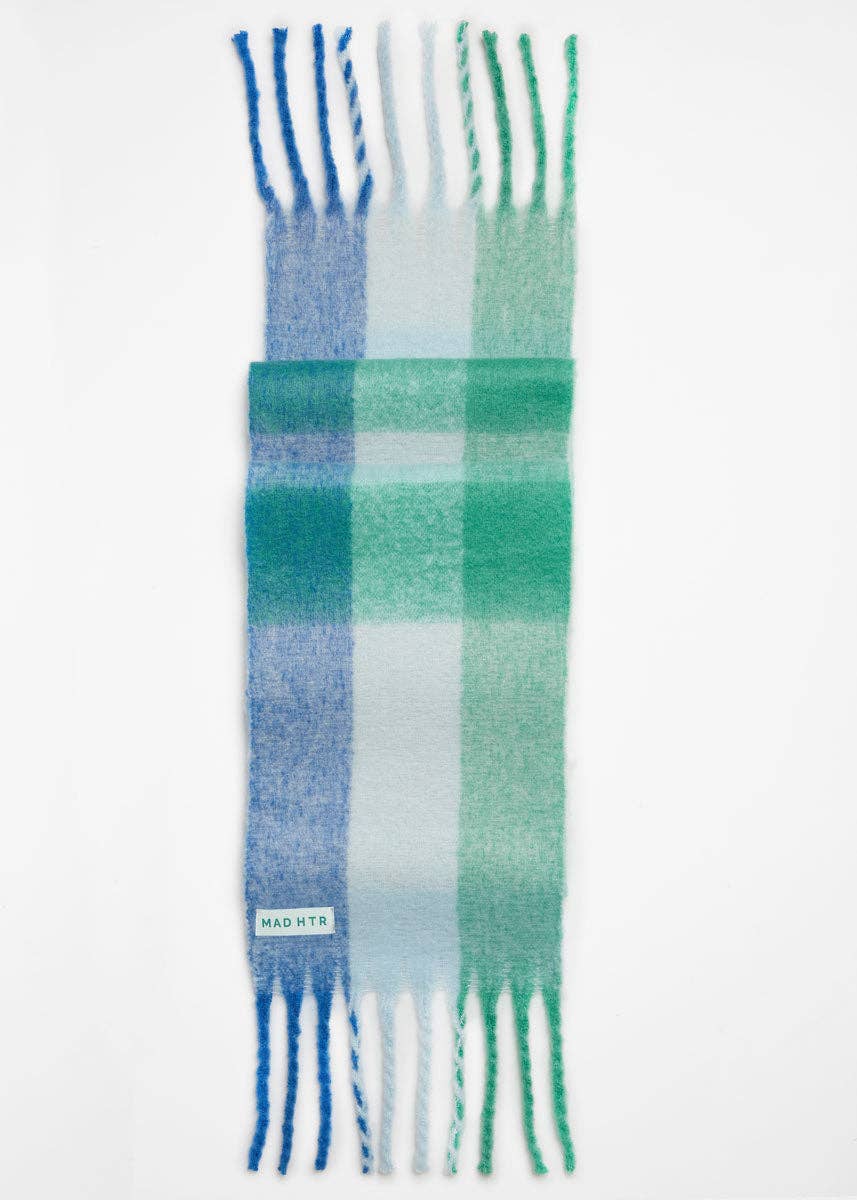Oversized Blanket Scarf - Blue-Multi