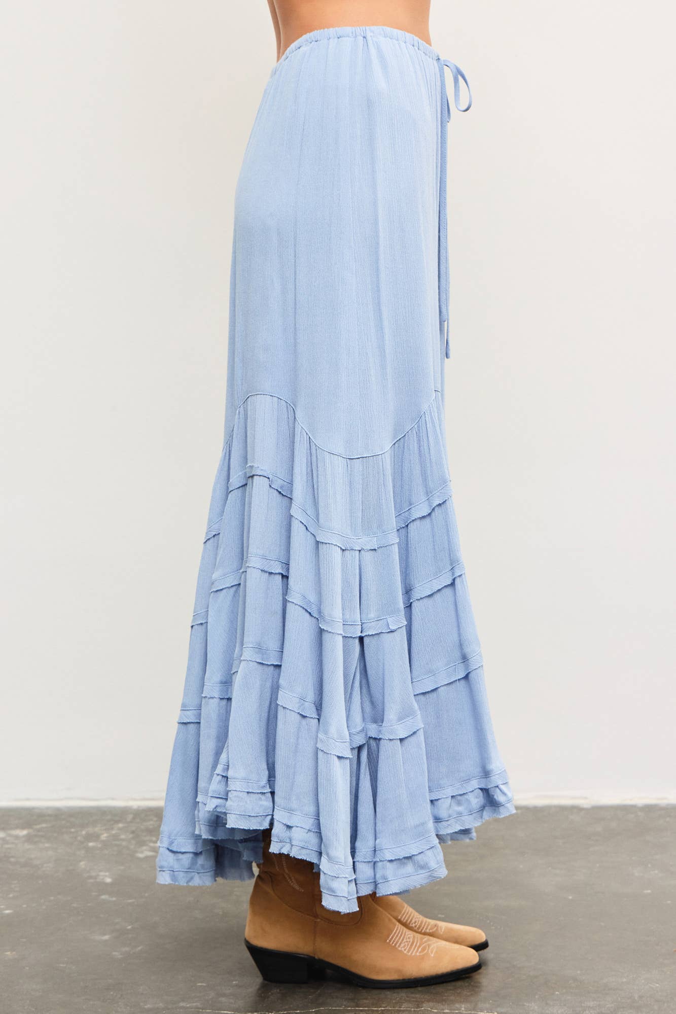Tiered tie front wave skirt