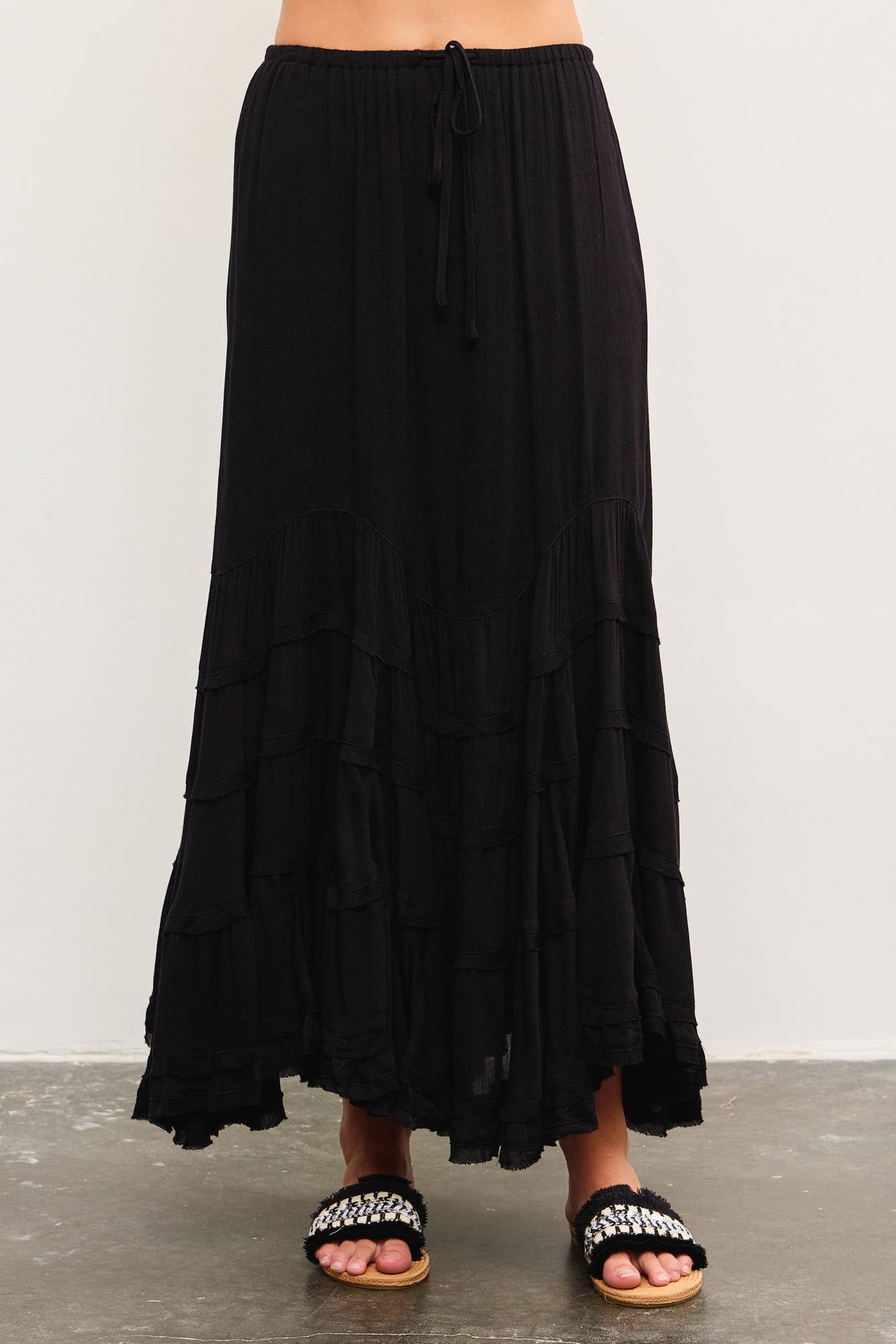 Tiered tie front wave skirt