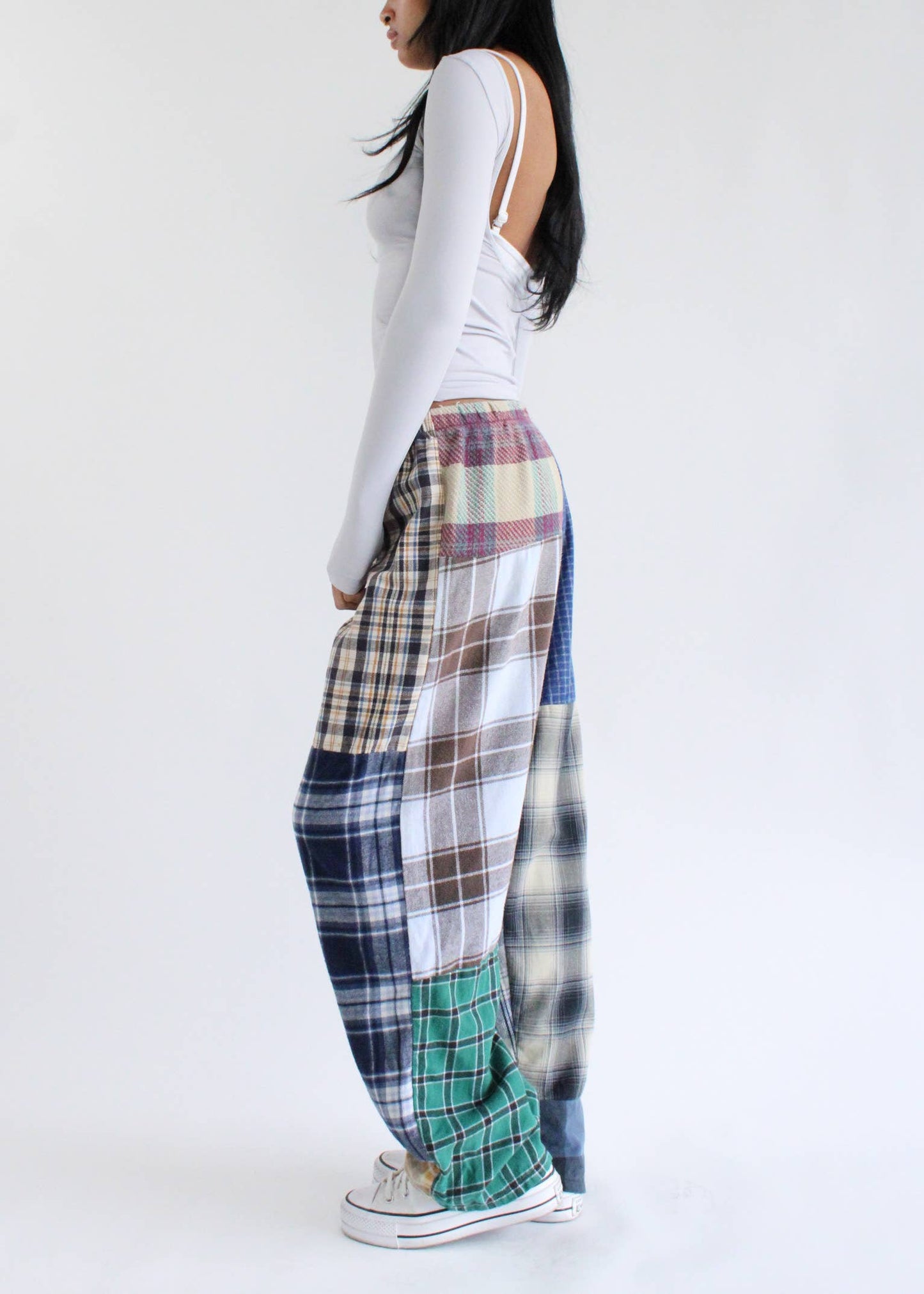 Recycled patchwork flannel pants