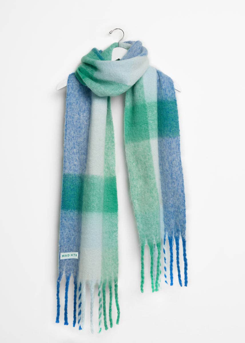 Oversized Blanket Scarf - Blue-Multi