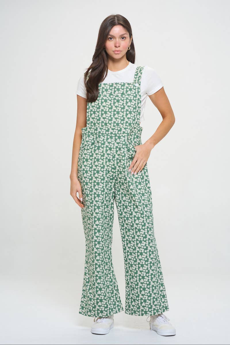 Floral Green Overalls