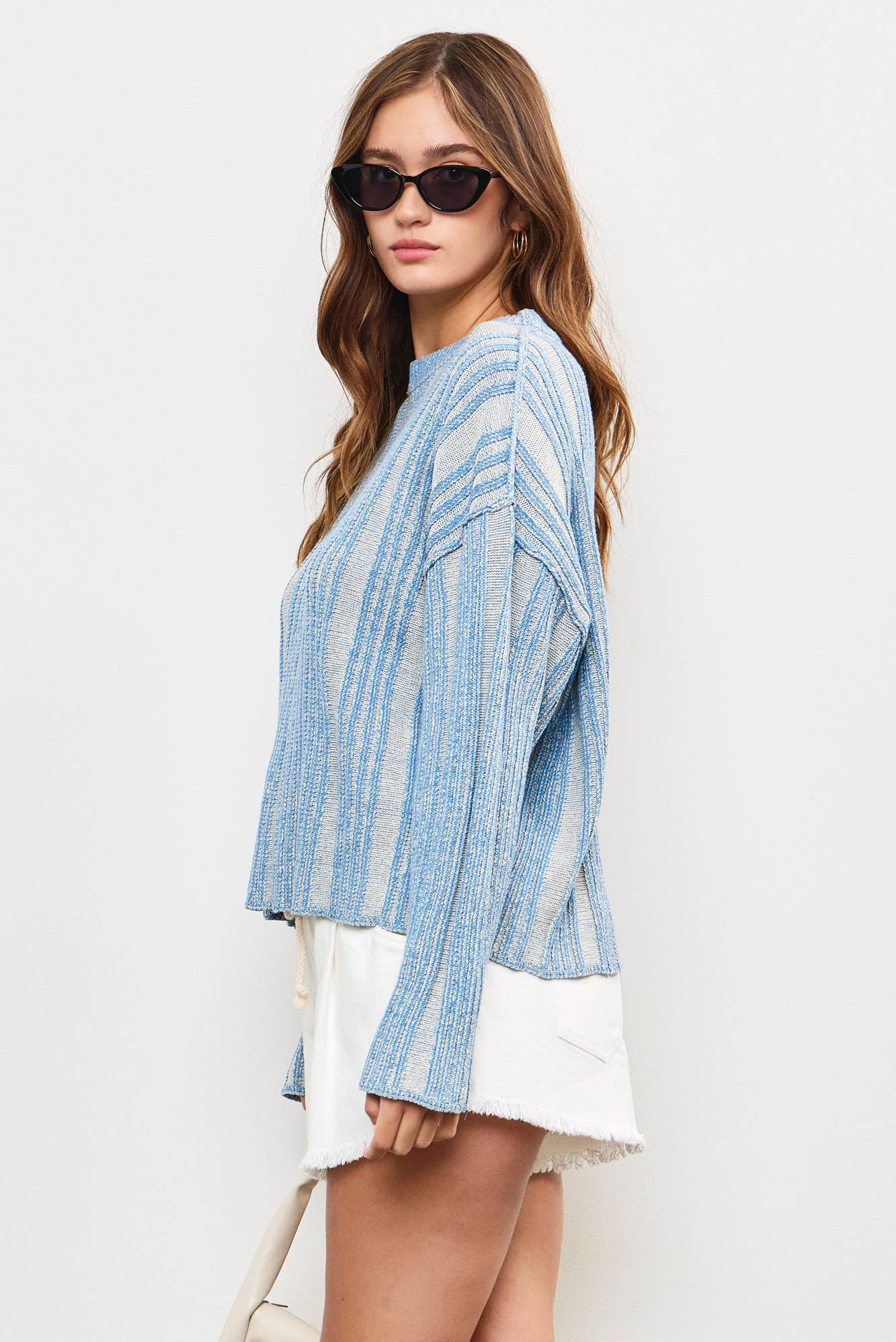 Textured Striped Blue Sweater