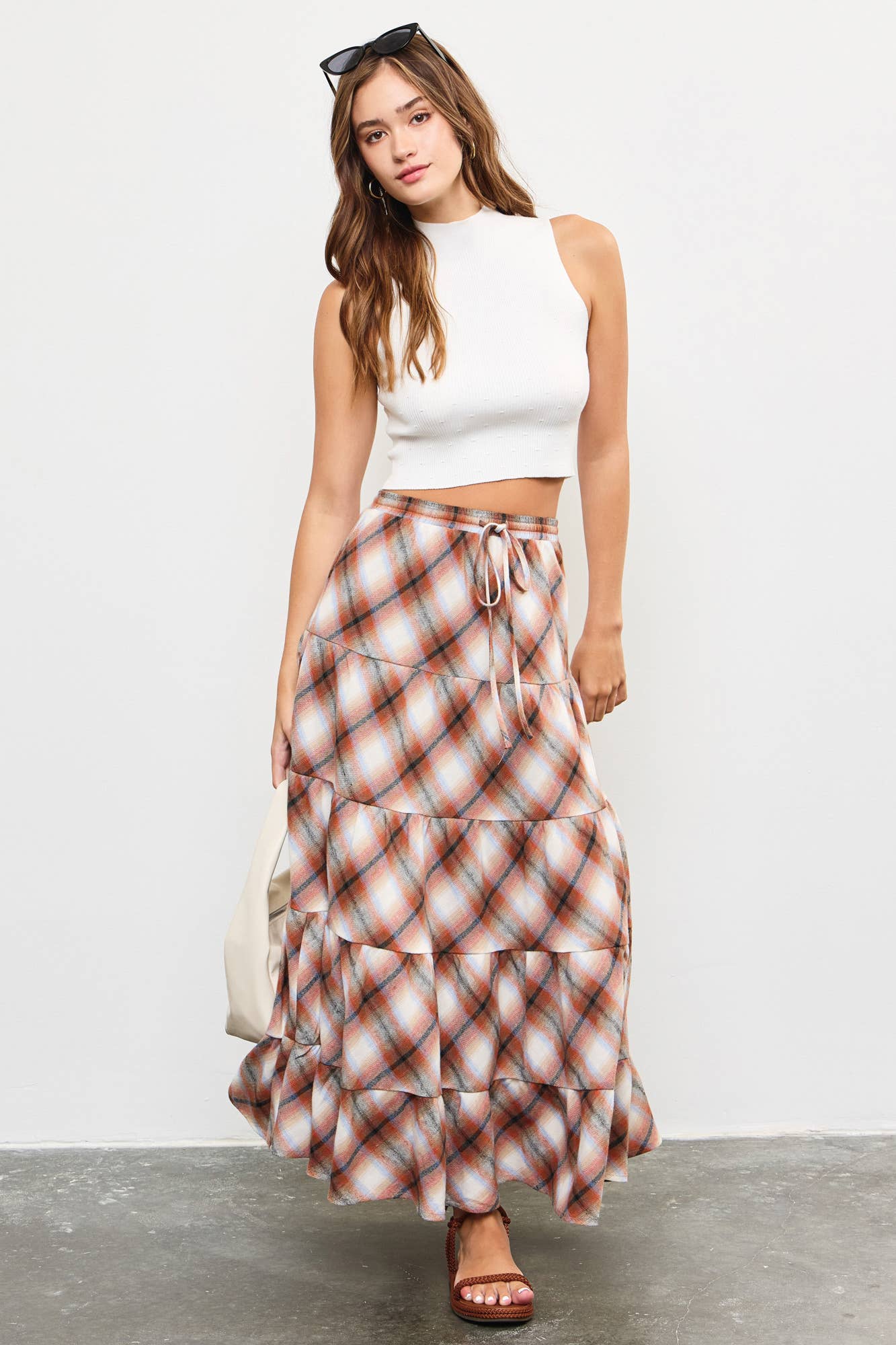 Flannel tiered skirt