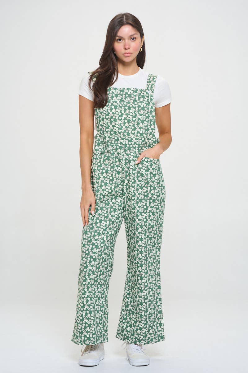 Floral Green Overalls