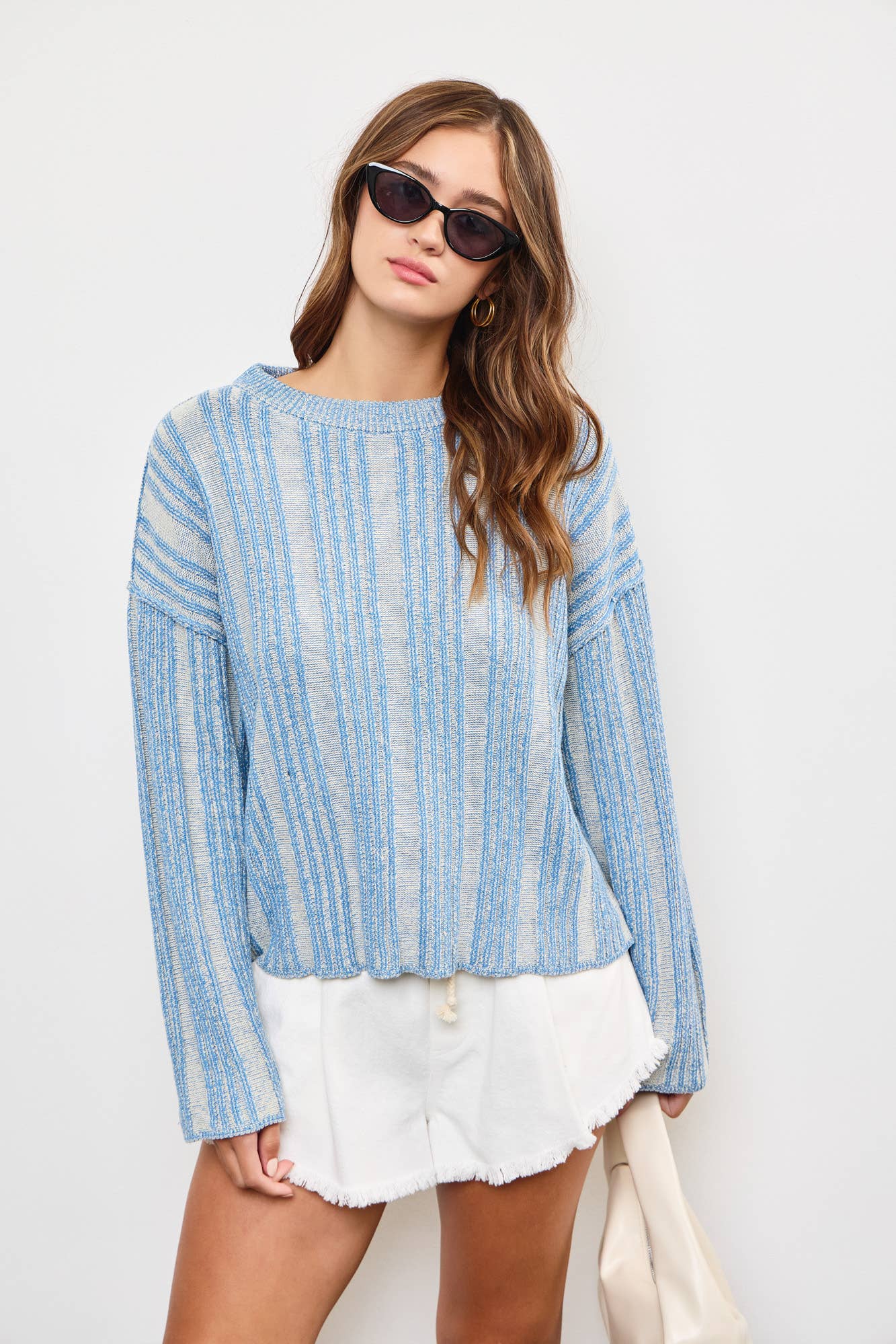 Textured Striped Blue Sweater