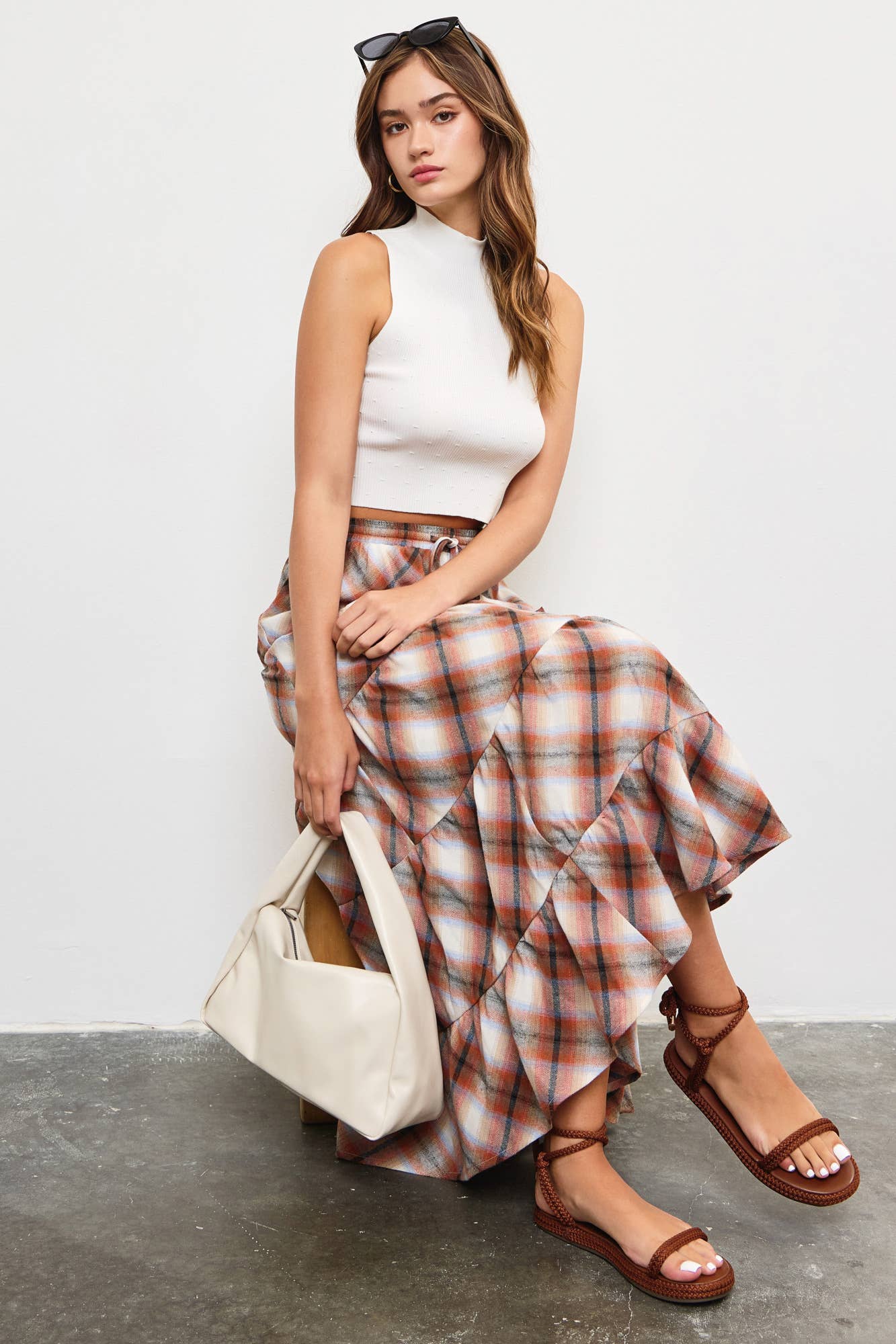 Flannel tiered skirt