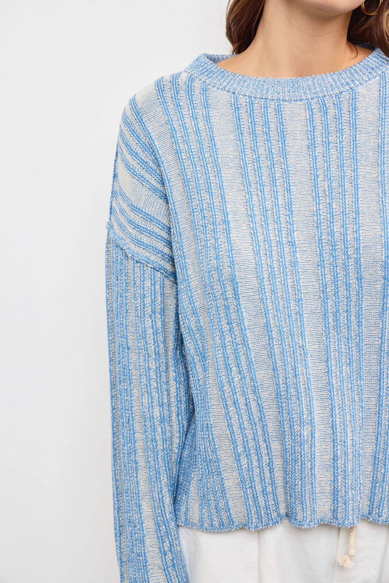 Textured Striped Blue Sweater