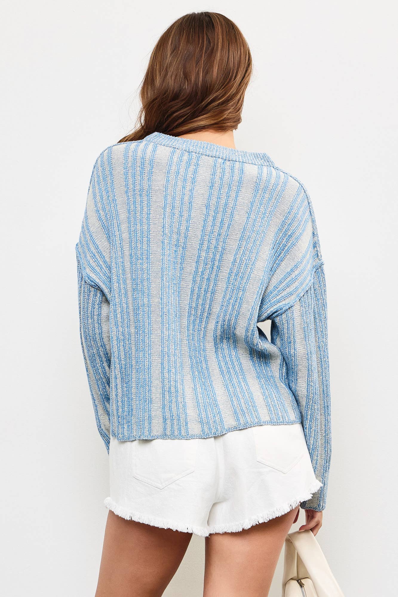 Textured Striped Blue Sweater