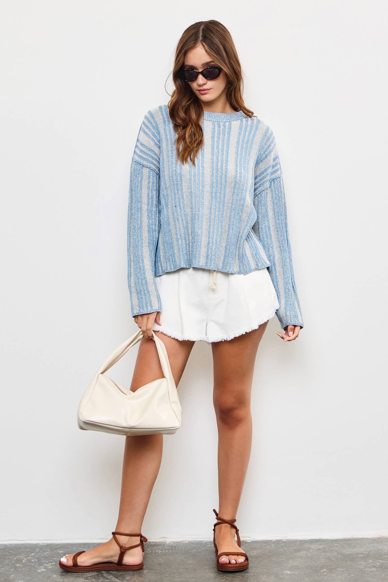 Textured Striped Blue Sweater