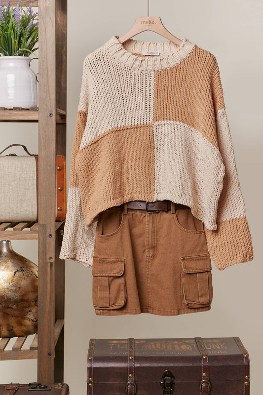 Color Block Loose Fit Sweater